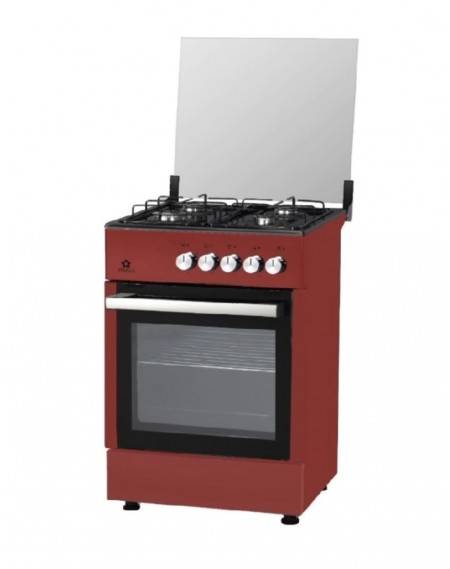 Cucina a Gas STAYLUX 4 Fuochi a Gas Forno Elettrico Classe A 60 x 60 cm Colore Nero/Bordeaux cod: LF663S-40F NERO/BORD.
