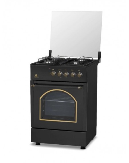 Cucina a Gas STAYLUX 4 Fuochi a Gas Forno Elettrico Classe A Dimensioni 60 x 60 cm Colore Nero cod: LF663S-40F NERO