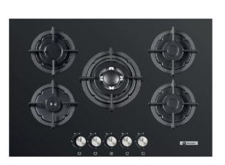 Piano cottura STAYLUX da Incasso a Gas 5 fuochi 75 cm Vetro C7-50BTF-NERO/GHISA