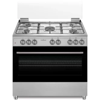 Cucina Elettrica SCHAUB LORENZ 5 Fuochi a Gas Tutto Forno elettrico Classe A Dimensioni 90 x 60 cm Colore Inox cod: SS595EX