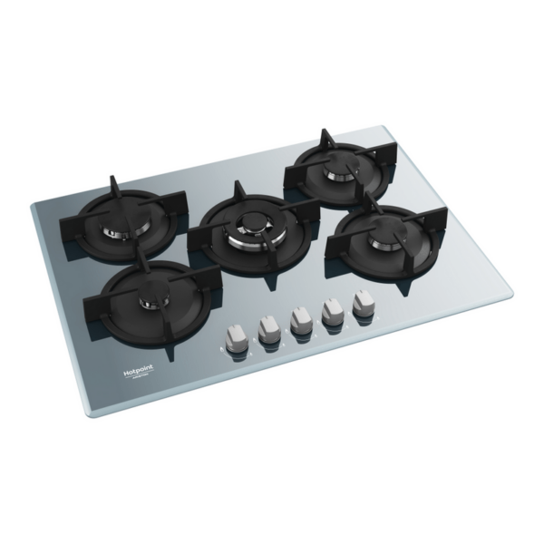 Piano Cottura HOTPOINT 5 Fuochi Gas 75 cm Colore Vetro Ghiaccio cod: AGS72F/ICE - immagine 3