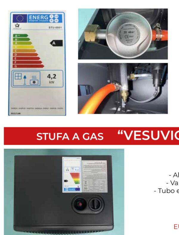 Stufa STAYLUX a Gas "VESUVIO" Infrarossi Alimentazione GPL potenza 4.2 kW Cod: STU-0001 - immagine 2