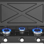 Fornello 3 fuochi gas nero Kumtell HGCL-1030B