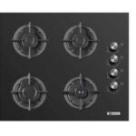 Piano cottura STAYLUX/KUMTEL a Gas 4 fuochi 60cm vetro nero/Ghisa C6-40BF