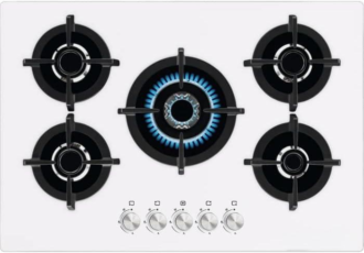 Piano cottura STAYLUX a Gas 5 fuochi 75cm Vetro Bianco Cod: C7-50BTF