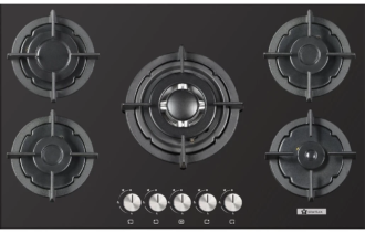 Piano cottura STAYLUX da Incasso a Gas 5 fuochi 75 cm Vetro C7-50BTF-NERO/GHISA