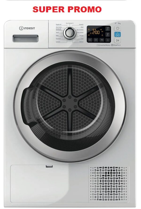 Asciugatrice INDESIT Push & Go, 9 Kg Classe A++ a Pompa di Calore Inverter cod: YT M11 92 IT R
