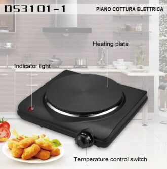 Piastra Elettrica DE MAISON in ghisa Acciaio inox/Nero cod: DS3101-1