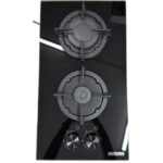 Piano cottura Luxell da Incasso a Gas 2 fuochi 30cm vetro nero/Ghisa C3-20F