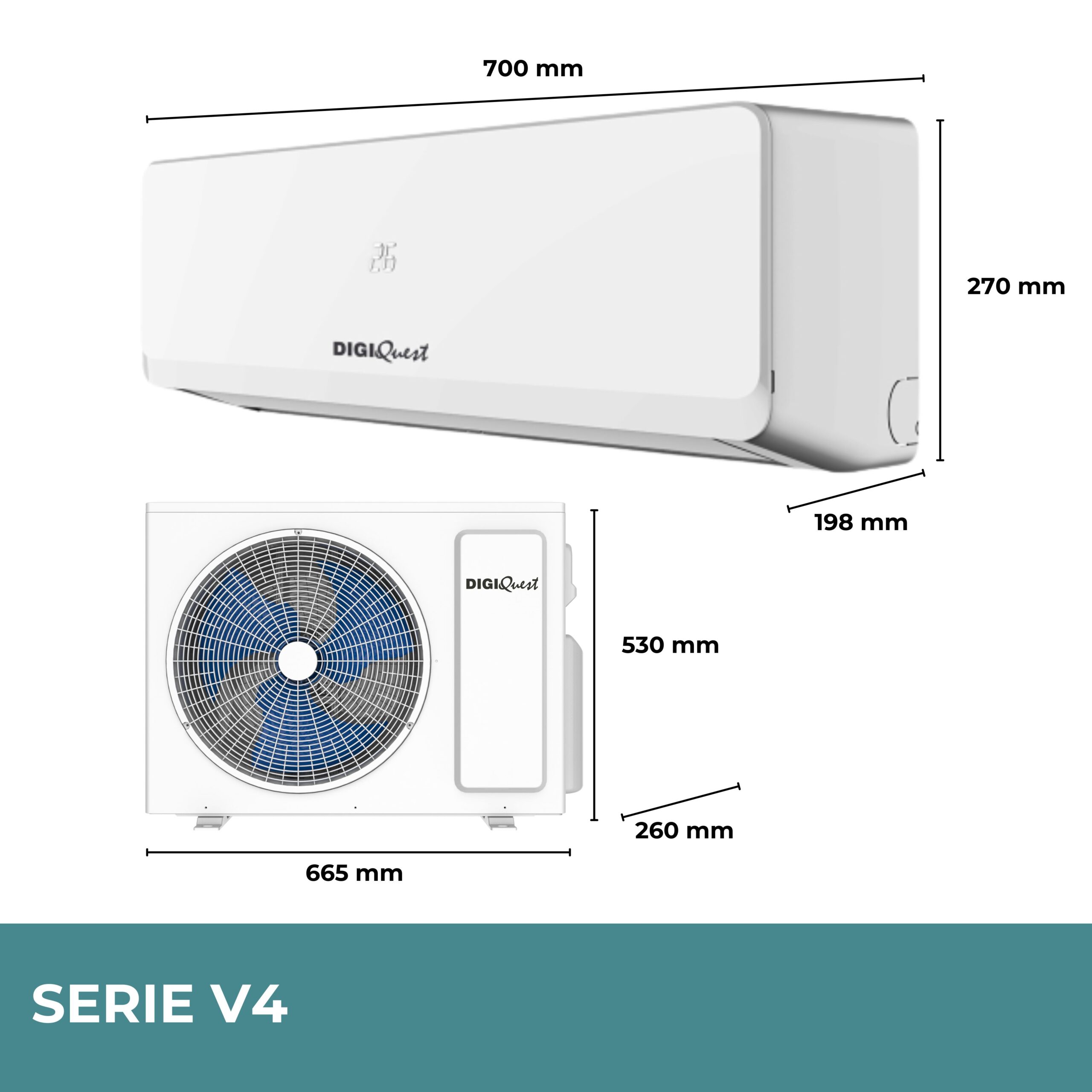 Climatizzatore DIGIQUEST Fisso Potenza 9000 BTU V4 Classe A+++ / A+ Inverter WIFI cod: CLIMA00056 - immagine 2