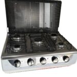Fornello a Gas 5 Fuochi KUMTEL Fiamma Regolabile Coperchio Anti Polvere in vetro Cod: KO-6015