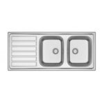 Lavello APELL 2 Vasche con gocciolatoio a sinistra Acciaio ID1162ILBC