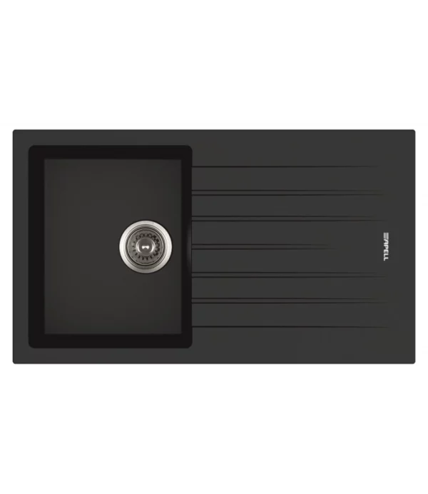 Lavello APELL 1 Vasca con gocciolatoio Reversibile colore Nero cod: PTPL861GB