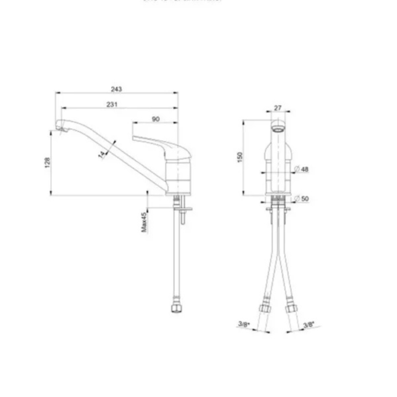 Miscelatore APELL da cucina monocomando a canna bassa Cromato APL10CR - immagine 2