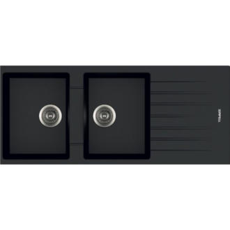 Lavello APELL 2 Vasche con gocciolatoio Reversibile colore Nero cod: PTPL1162TB