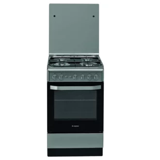 Cucina HOTPOINT 50 x 60 cm 4 fuochi a gas forno gas colore Acciaio Inox/Nero cod: AS5G1PMX/MEA