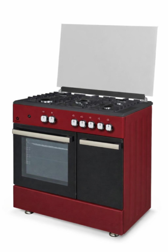 Cucina STAYLUX 90X60 Forno elettrico 60 porta bombola 696-S50F BLACK/BURGUNDY
