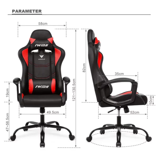 Sedia Gaming IWMH High quality colore Rosso/nero D1002001 B01 - immagine 2