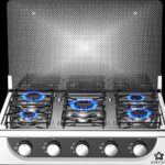 Piano Cottura Campeggio a Gas 5 Fuochi STAYLUX Coperchio in vetro FORNELLONE-V