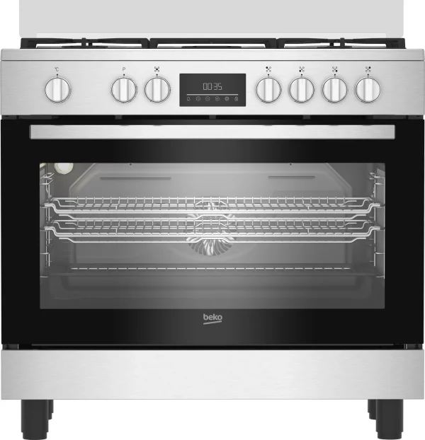 Cucina BEKO 5 Fuochi a Gas Forno elettrico con grill 90x60cm Inox BGM11226EX