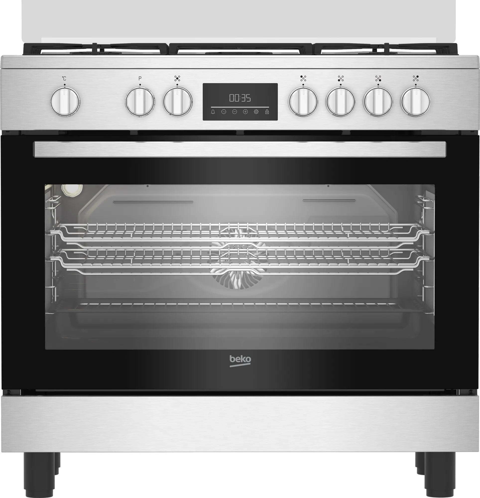 Cucina BEKO 5 Fuochi a Gas Forno elettrico con grill 90x60cm Inox BGM11226EX