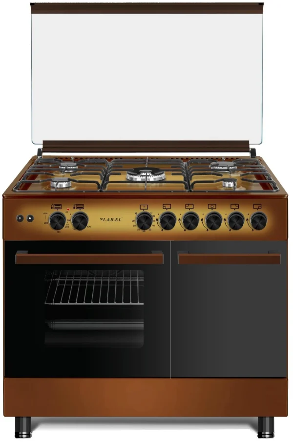 Cucina LAREL 5 fuochi a gas 90×60 Forno elettrico porta bombola Marrone L90BT5M