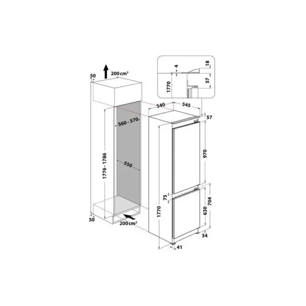 Frigorifero Combinato HOTPOINT incasso No Frost 250 lt Classe E HAC18 T112 - immagine 4