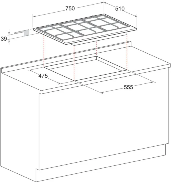 Piano Cottura HOTPOINT 5 Fuochi Gas 75 cm Colore Antracite PCN750T(AN)R/HA - immagine 4