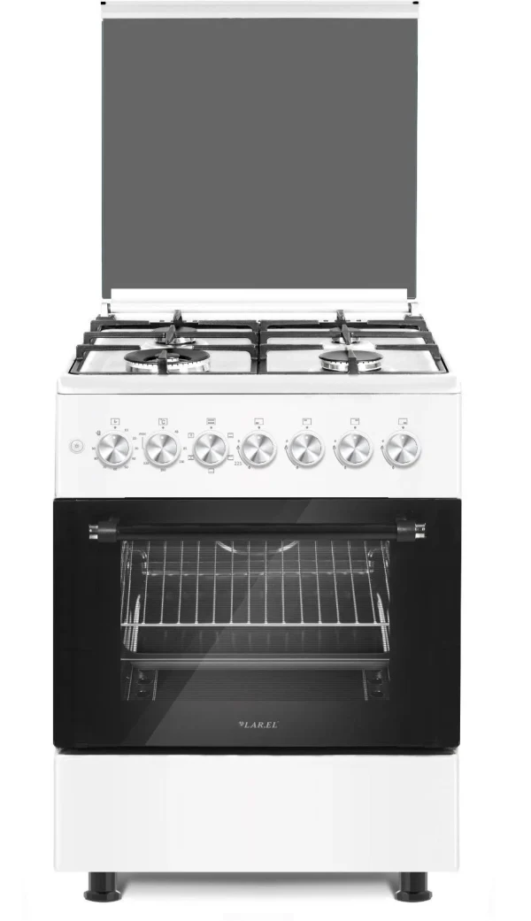 Cucina LAREL 4 fuochi a gas 60×60 Forno a gas Ventilato Bianco L60GB