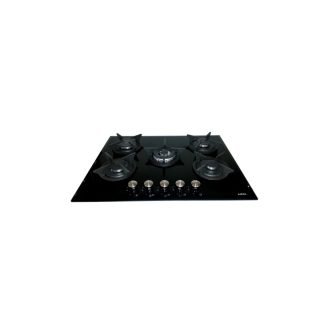 Piano cottura LAREL Incasso a Gas 5 fuochi 70 cm Vetro/Nero L858GN