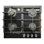 Piano Cottura SCHAUB LORENZ a Gas 4 Fuochi Gas 60cm Vetro/nero SSPC604GFG