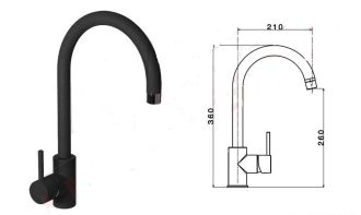 Miscelatore APELL da cucina monocomando a canna alta Granito Nero APL7781GB