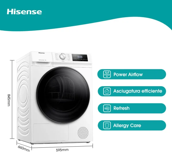 Asciugatrice HISENSE 9 Kg Classe D Pompa di calore DHQA902U - immagine 3