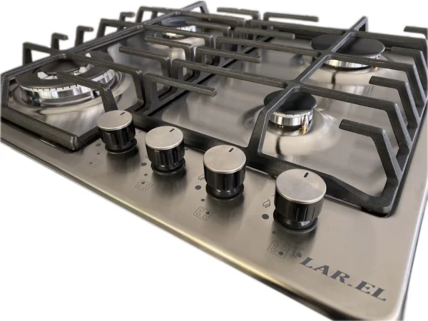 Piano cottura LAREL da Incasso a Gas 4 fuochi 60cm Inox/ghisa L848GX - immagine 3