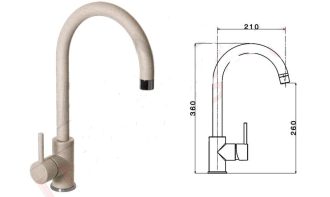 Miscelatore APELL da cucina monocomando a canna alta Granito Avena APL7781GO