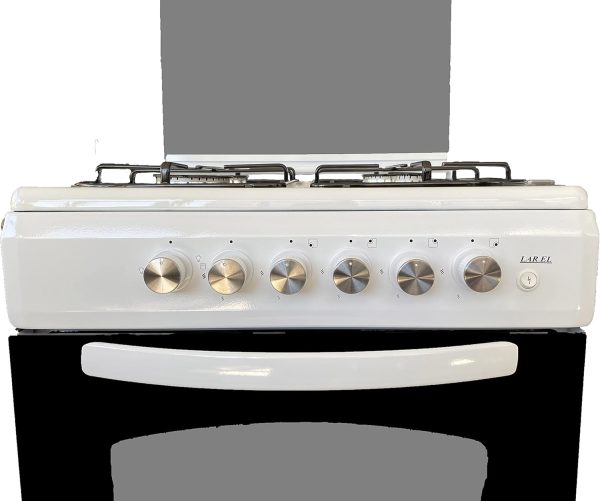 Cucina LAREL 4 Fuochi 50×50 Forno gas/grill Con coperchio Bianco L5005VB - immagine 3
