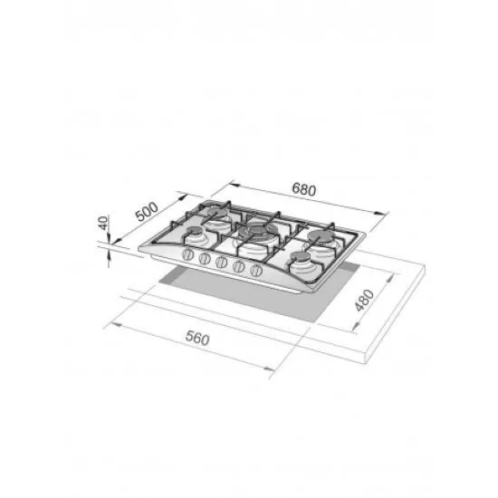 Piano cottura LAREL Incasso a Gas 5 fuochi 70 cm colore Inox/ghisa L858X - immagine 4