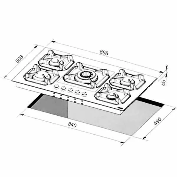 Piano cottura LAREL Incasso 5 fuochi 90cm Vetro/bianco L958GB - immagine 4
