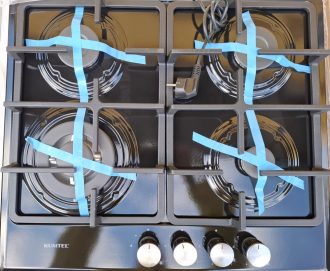 Piano cottura KUMTEL da Incasso a Gas 4 fuochi 60cm Acciaio nero M6-40BTF NERO