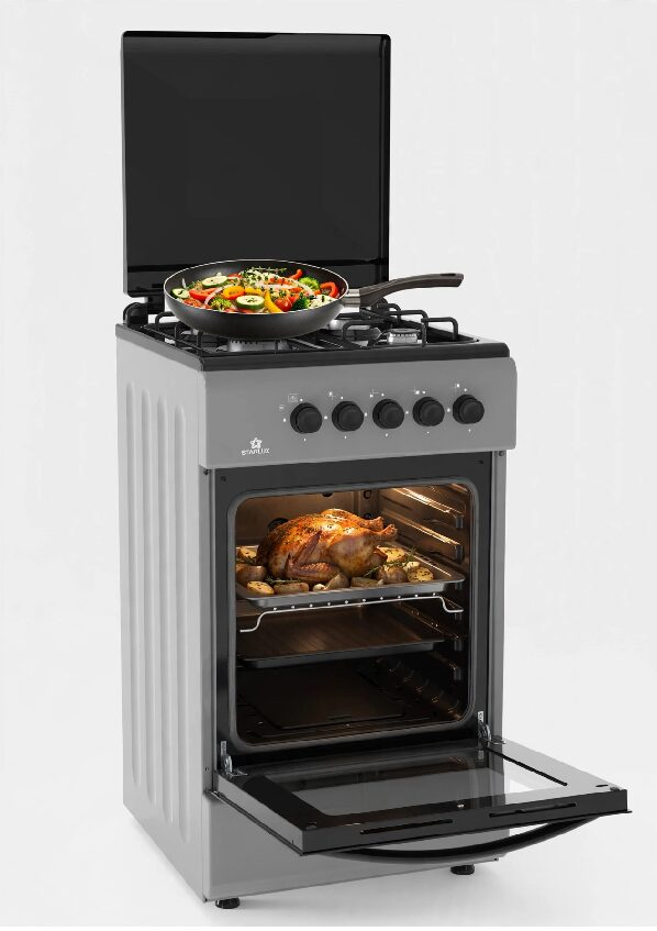 Cucina STAYLUX 4 Fuochi Forno a Gas 50×50 cm 55 G40F BLACK/GREY - immagine 4