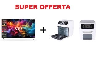 KIT Smart Led Tv NEI 75″ UHD 4K Vidaa + Friggitrice 12 Lt STOCK