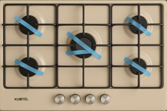 Piano cottura KUMTEL da Incasso 5 fuochi 90 cm M9-50BTF ACCIAIO BEIGE/GHISA