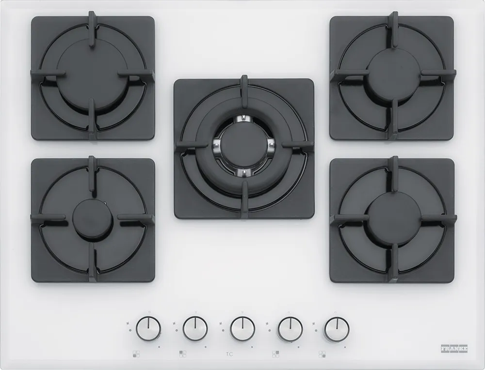 Piano Cottura FRANKE 5 Fuochi Gas 70 cm Vetro/bianco ghisa FHNS7054GTCWHC