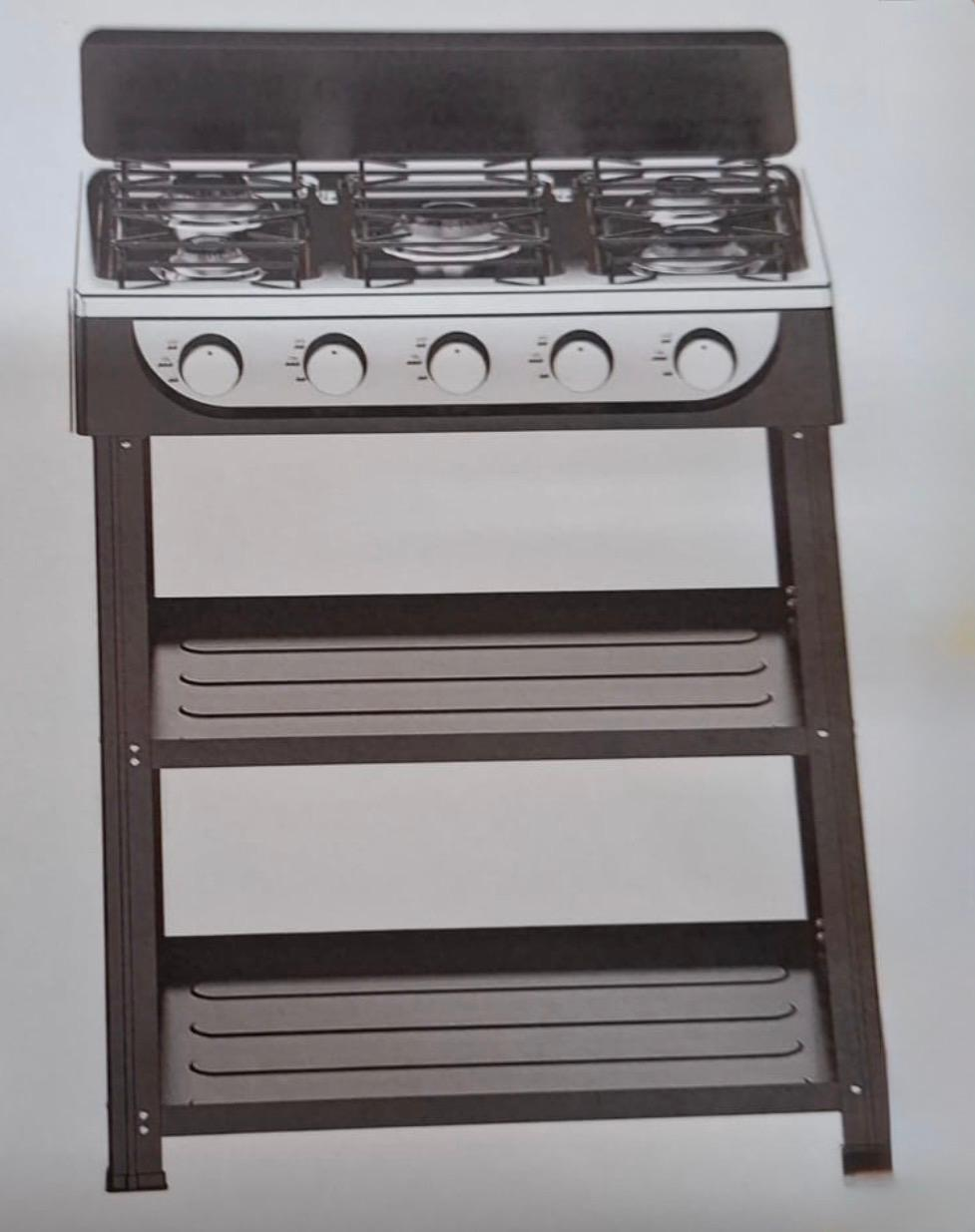 Cucina Portatile Fornello Campeggio STAYLUX a Gas 5 fuochi 65 cm Nero