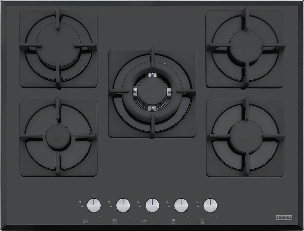 Piano Cottura FRANKE 5 Fuochi Gas 70 cm Vetro/nero ghisa FHNS7054GTCBKC