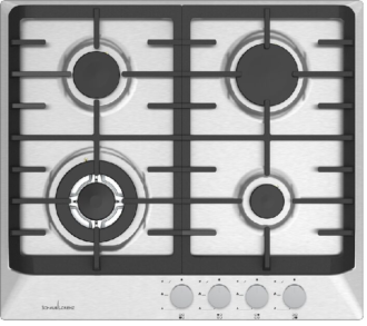 Piano Cottura SCHAUB LORENZ a Gas 4 Fuochi Gas 60cm Inox SSPC604XFGW