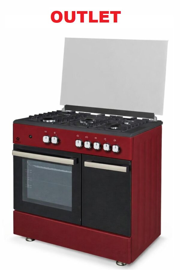 Cucina STAYLUX 90X60 Forno elettrico 60 porta bombola 696-S50F BLACK/BURGUNDY OUT.