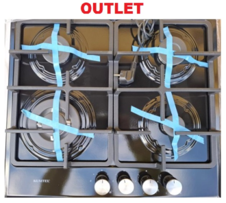 Piano cottura KUMTEL da Incasso a Gas 4 fuochi 60cm Acciaio nero M6-40BTF NERO OUT.