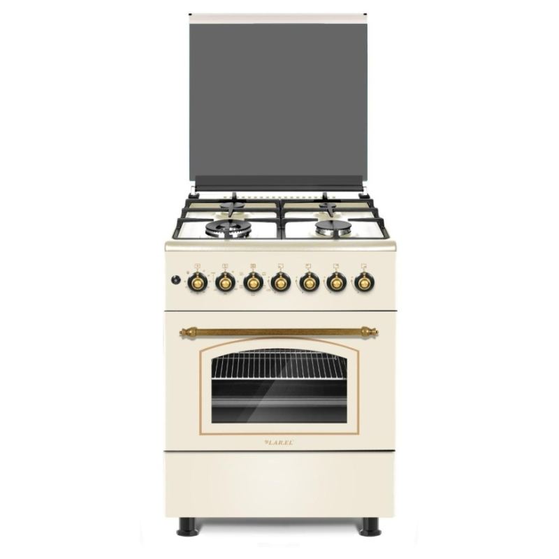 Cucina LAREL 4 Fuochi a Gas Forno elettrico 60x60cm Beige L60RBE