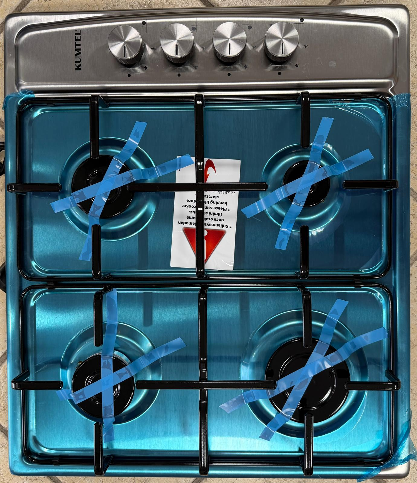 Piano cottura KUMTEL da Incasso a Gas 4 fuochi 60cm Inox M6-40BF INOX - immagine 2